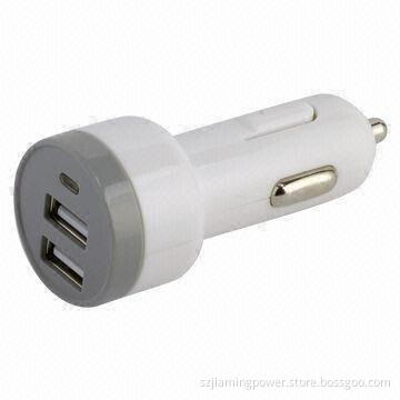2 USB Car Charger for iPad, with 2.1A Output Current, UV Oil and Polished Finish